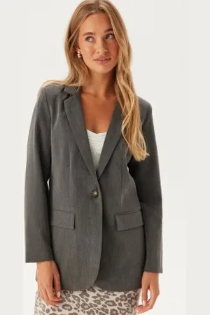 Object Objsigrid L/S Blazer Medium Grey Melange 40