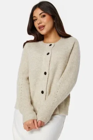 SELECTED Slflulu LS knit short cardigan Birch Detail:MELANGE XXL