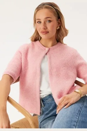 SELECTED Slfsia Ras 2/4 RIB KNIT CARDIGAN Bleached Mauve Detail:melange XS