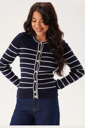 GANT Ribbed Breton Cardigan Evening Blue XS