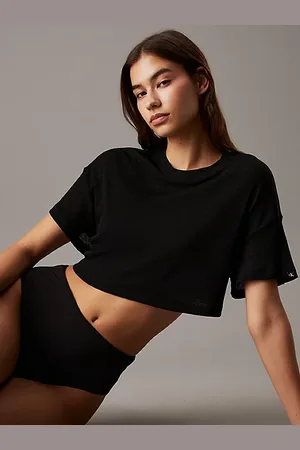 Calvin Klein Cropped Rib Jersey Beach T-shirt