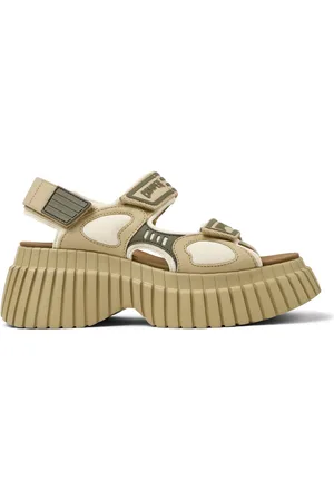 Camper Pix BCN - Sandals for Women - Beige,White,Green, size 36, Smooth leather/Cotton fabric