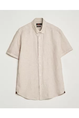 Morris Man Kortärmade skjortor - Douglas Linen Short Sleeve Shirt Khaki