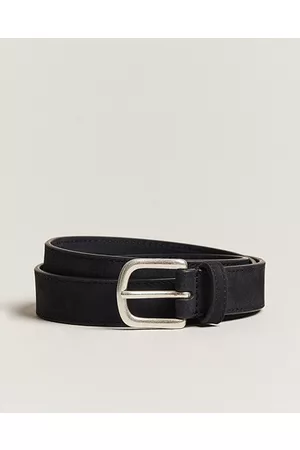 Anderson's Man Bälten - Slim Stitched Nubuck Leather Belt 2,5 cm Black