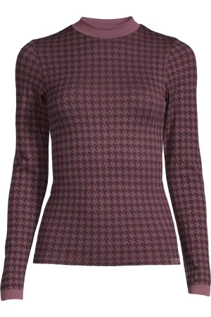 Houndstooth Base Layer High Waist Tights - Plum Houndstooth