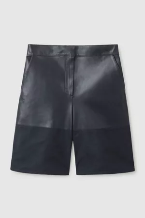 COS LEATHER SHORTS WITH WOVEN PANEL