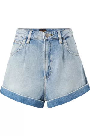 Lee Kvinna Shorts - Jeansshorts Pleated Short - Blå