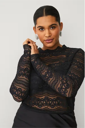 Zizzi Spetsblus vDana L/S High Neck Blouse