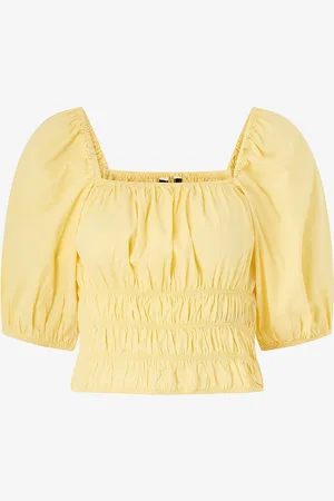 BUBBLEROOM Blus Square Neck Smock Top