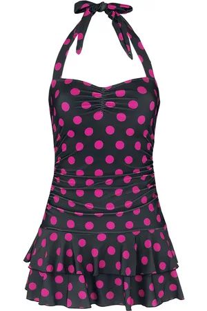 Pussy Deluxe Classic Pink Dotties Swimsuit - Badklänning - Dam - svart