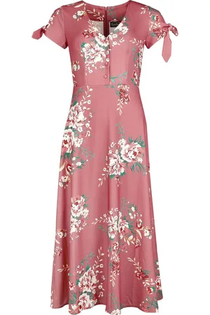 Voodoo Vixen Långklänning - Floral Tie Aleeve Midi Dress - XS 4XL - för Dam