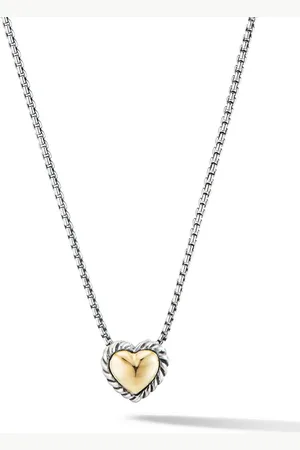 David Yurman Cable Collectibles Cookies Classic Heart halsband i 18K gult guld och sterling silver (8,5 mm)