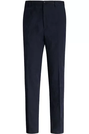 Etro Man Slim byxor - Jacquard slim-cut cropped trousers