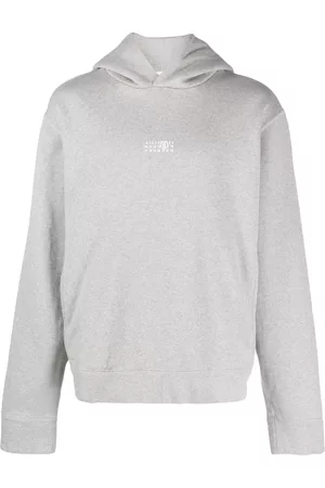 Maison Margiela Man Hoodies - Embroidered-logo melange-effect hoodie