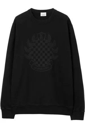 Burberry Man Sweatshirts - Chequered-crest cotton sweatshirt