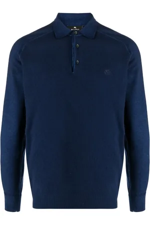 Etro Stickad pikétröja med broderad logotyp