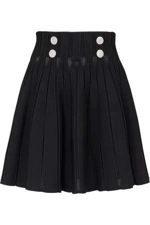 Balmain Ribbstickad plisserad kjol