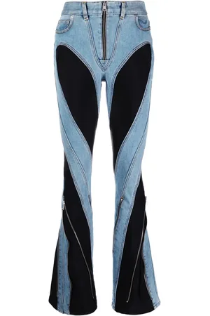 MUGLER Tvåfärgade utsvägnda jeans
