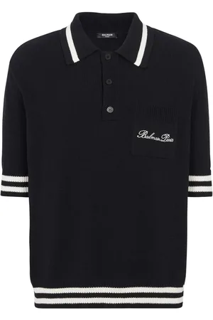 Balmain Randig pikétröja med logotyp