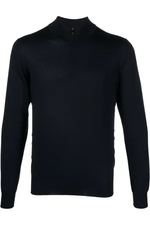 corneliani Finstickad tröja med halv dragkedja