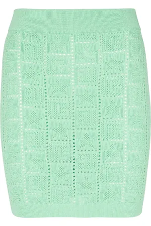 Balmain Pointellestickad minikjol med monogram