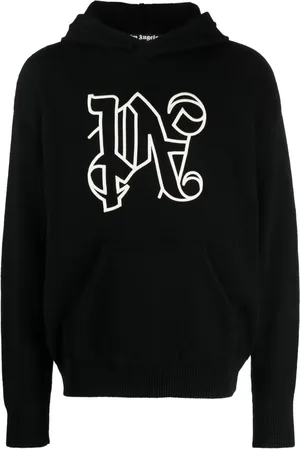 Palm Angels Stickad hoodie med monogram