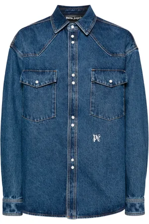 Palm Angels Jeansskjorta med broderad logotyp