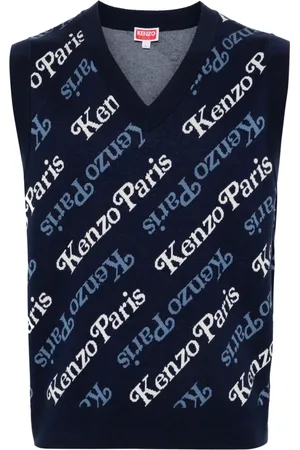 Kenzo Intarsiastickad ärmlös tröja