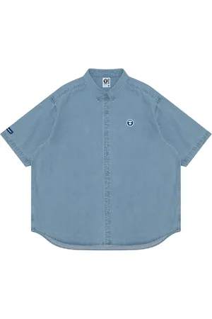 A Bathing Ape Ape skjorta i tvättad denim