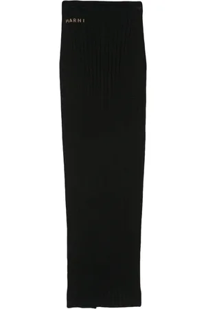 Marni Ribbad kjol med logotyp i jacquard