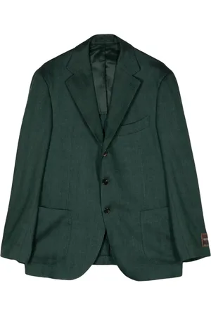 MAN ON THE BOON. Enkelknäppt fiskbensmönstrad blazer