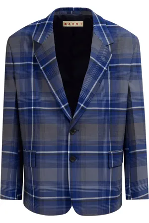 Marni Skotskrutig blazer med broderad logotyp