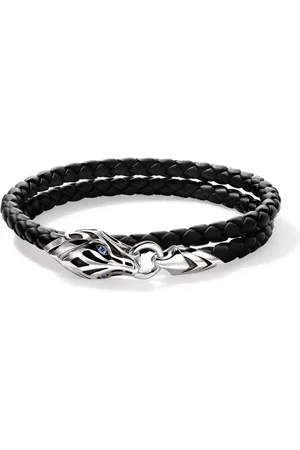 John Hardy Naga Wrap safirarmband i sterlingsilver och läder