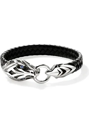 John Hardy Naga safirarmband i sterlingsilver och läder