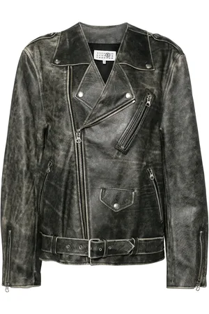 Maison Margiela Brown bikerjacka i läder