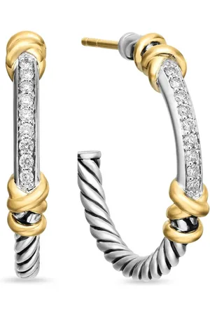 David Yurman Petite Helena diamanthoops i 18K gult guld och sterlingsilver