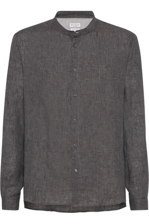Brunello Cucinelli Linneskjorta med farfarskrage