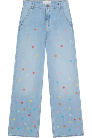MIRA MIKATI Jeans med blomsterbrodyr