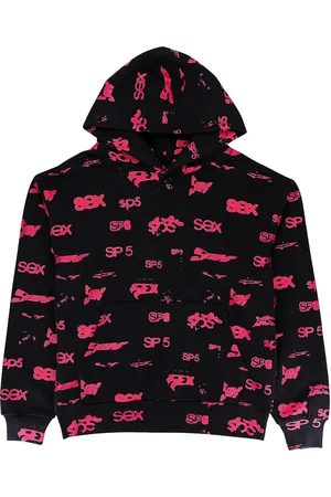 Sp5der Black hoodie med grafiskt tryck