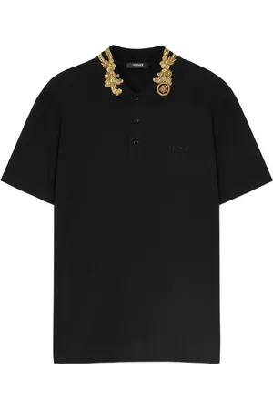 VERSACE Barocco Leaf pikétröja med brodyr