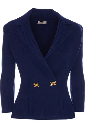 Elisabetta Franchi Ribbad dubbelknäppt blazer
