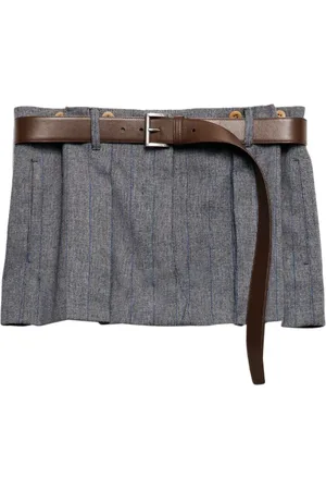 Prada Kritstrecksrandig plisserad kjol