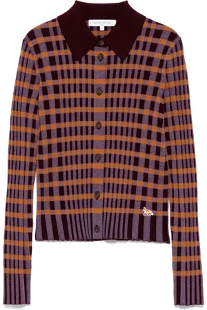 Maison Kitsuné Rutig stickad skjorta