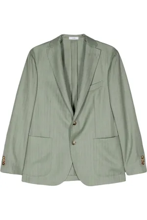 Boglioli Enkelknäppt fiskbensmönstrad blazer