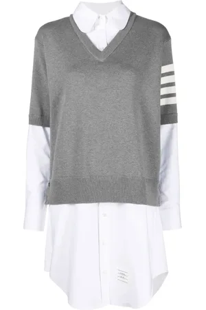 Thom Browne Poplinklänning med randdetalj