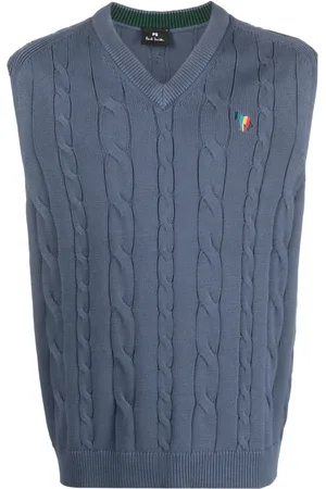 Paul Smith Kabelstickad väst med broderad logotyp