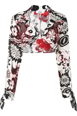 AMIR SLAMA Kort blommig blus