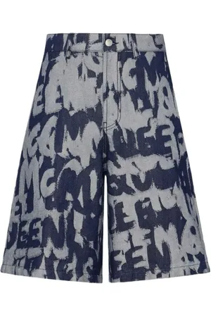 Alexander McQueen Jeansshorts med graffititryck
