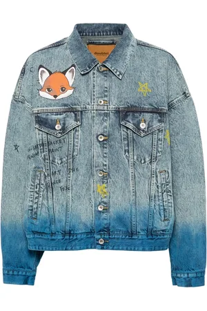 DOUBLET Anime jeansjacka med handtryck
