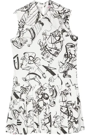 Charles Jeffrey Loverboy Plisserad miniklänning med abstrakt tryck